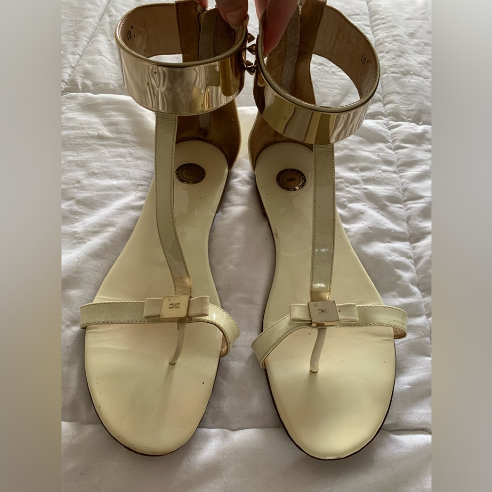 Elisabetta Franchi toe strap sandals light yellow size 40 made in Italy